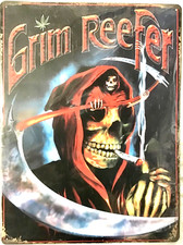 FREE SHIPPING BUY / make OFFER B4 it’s SOLD Grim reaper weed 12x16 TIN SIGN SS picture