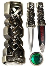 Celtic Knot Green Jeweled Athame Wiccan Pagan Ceremonial Knife Dagger 8.25