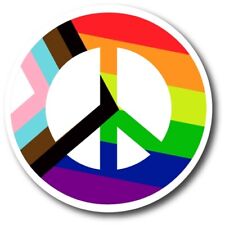 Magnet Me Up New LGBTQ Peace Sign Magnet Decal, 5 Inch Round, Automotive Magnet picture