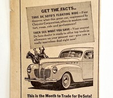 DeSoto Deluxe Coupe Classic Car 1940 Advertisement Automobilia WW2 Era DWCC18 picture