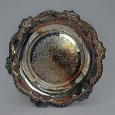 Vintage Attleborough Embossed Silverplate Ornate Dish Jewelry Trinket Candle 7In picture