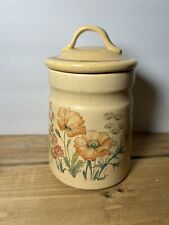 Vintage 1970's Treasure Craft Wildflower Orange Poppy Canister 7.5” Tall picture