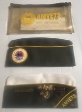 American Veterans 43 Amvets 2 Hats 9 Pins With Original Bag picture