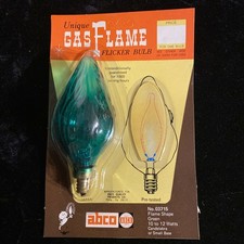 Vintage NOS ABCO Gas Flame Flicker Light Bulb Bala Fire Green W/ Package picture