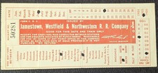**RARE 1925 JAMESTOWN, WESTFIELD & NORTHWESTERN RAILROAD ONE-WAY FARE TICKET** picture