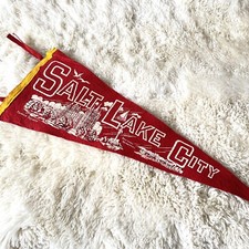 Vintage Salt Lake City Felt Pennant Flag Mormon Temple 1950s picture