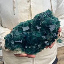 5.5LB Natural cubic green fluorite crystal cluster rough mineral specimen picture