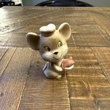 Vintage Ceramic Mouse Figurine 3.8” Anthropomorphic Whimsical Animal Collectible picture