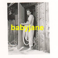 VINCE EDWARDS ORIGINAL 8X11 KEYBOOK PHOTO 1951 BARECHESTED BAREFOOT DOUBLE WGT picture