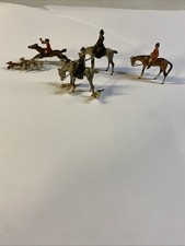 Lot Of 4 Antique Cold Painted Bronze Fox Hunt Group Figures picture