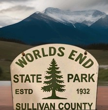Vintage World's End State Park Porcelain Sign Forksville Pennsylvania Sullivan picture