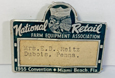 Vtg. 1955 National Retail Farm Equipment Association Convention Name Tag Miami picture