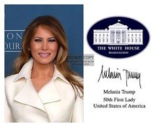 FIRST LADY MELANIA TRUMP WHITE HOUSE SEAL AUTOGRAPHED 8X10 PHOTO REPRINT picture