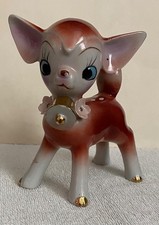 Vintage Retro Reindeer Figurine - Mod Red Ceramic Deer Stamped Japan - Flowers picture