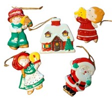 Vtg WWA Inc Ornaments Set of 5 Santa Angel Boy Girl Tree 3