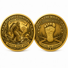Bigfoot Country Explorer Challenge Coin, Bigfoot Country watch Your Step Coin picture