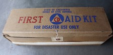 Vintage California Office of Civil Defence First Aid Disaster Kit Box Unused OCD picture