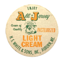 H  S  WHITE & SON INC  LIGHT CREAM  AUBURN  MAINE  ME  MILK BOTTLE CAPS picture