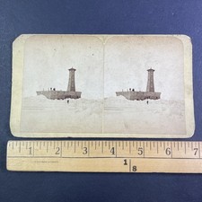 Chicago Crib Water Station Stereoview Illinois 1870s Albumen Print picture