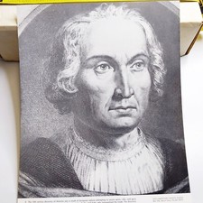 1891 Christopher Columbus Portrait Engraved Henri Lefort 11x14