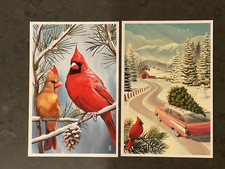 Cardinals in Winter - Holiday Traditions Christmas Tree Lantern Press Postcard 2 picture