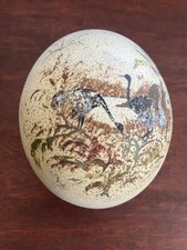 Vintage Hand Painted Ostrich Egg Includes Original Stand picture