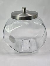 Large General Store Glass Slanted Penny Candy Jar W/Chrome Lid Vintage Mint Cond picture