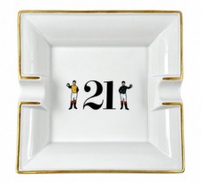 Vintage The 21 Club NYC Restaurant Equestrian Jockey Porcelain Ashtray picture