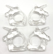 1980s Vintage Bijan Lucite Unicorn Napkin Rings Set of 4 kitschy whimsical picture