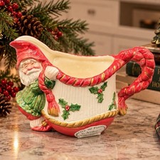 Vintage Fitz & Floyd Hand Painted 1989 Santa Christmas Creamer Taiwan picture