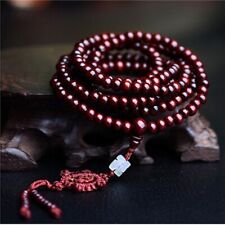Red sandalwood bracelet with dharma wheel 5mm 216 beads Meditation Bless Cuff picture