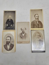 Antique 19th Century CDV Photo Cards 5 CVDs Men with Beards and Interesting Hair picture
