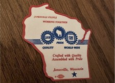 Vintage Janesville WI GM Factory Plant UAW Assembly Door Jamb Sticker Decal NEW picture
