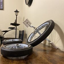 VINTAGE ROADMASTER TRICYCLE PARTS Front And REAR WHEELS WITH RARE Blue Tint picture