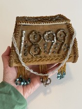 Antique 1899 Native American 'Iroquois' Beaded Whimsey Box Purse picture