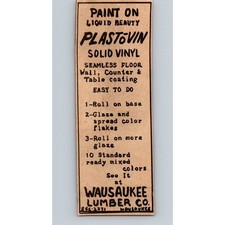 Wausaukee Lumber Co. Plast O Vin Solid Vinyl 1969 Peshtigo WI Clipping SAH3-M8 picture