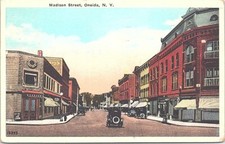 Lithograph Oneida NY Street Scene Madison Street 1932 picture