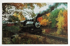 Conway Steam Train Postcard Locomotive Railroad Saco River Bridge NH c1970s picture
