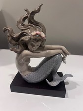 LLADRO illusion mermaid figurine 1413 wood base  and in MINT Original Box picture