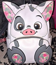 Loungefly Disney Moana Pua Floral Mini Backpack White Gray Pink picture