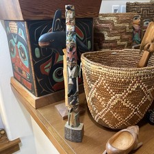 Antique ,Totem Pole,  Native American, Seattle Totem Pole.  picture