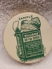 EMPTY WILLIAMS' ANTI PAIN OINTMENT STANDARD MEDICAL CO.  SAMPLE TIN LANSFORD PA picture