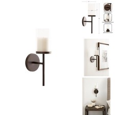Kate and Laurel Blaise Metal Wall Sconce 5x6x14 Antique Bronze Round Glass picture