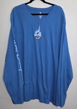 *NEW Disney Park Walt Disney World Blue Long Sleeve Mickey Mouse Castle Shirt 3X picture
