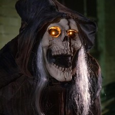 Halloween 6' ft Lunging Grimm Reaper Animatronic Talks,Spooky Sounds & Moves NEW picture