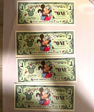 2000 Series Disney Dollars  $1 Uncirculated Consecutive Lot of 4 Series A picture