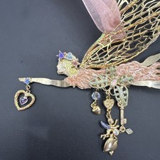 Kirks Folly Gold-Tone Flying Fairy Pink Enamel Glitter/Rhinestone Ornament picture