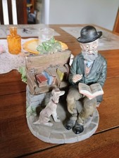 Vintage Lefton China Japan Old Man Bookseller Dog Bench Hand Painted #2432 picture