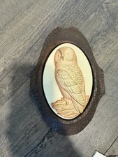 Vintage 1970s Owl Wall Hanging Plaque MCM Chalkware picture