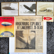 Vintage USS Akron Hindenburg Lakehurst Airship Photo Newspaper Ephemera Lot picture
